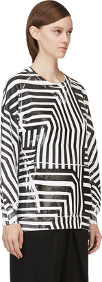 Balmain Pierre Black & White Rubberized Stripe Print Sweatshirt