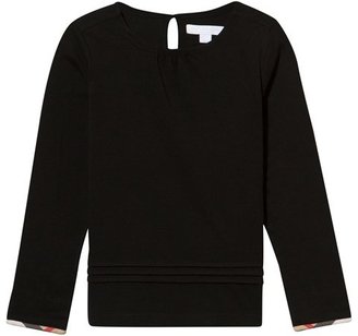 Burberry Black Long Sleeve Tee with Check Trim