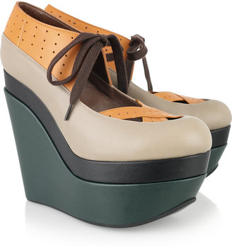 Marni Color-block leather wedges
