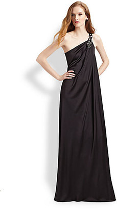Notte by Marchesa 3135 Beaded One Shoulder Draped Gown