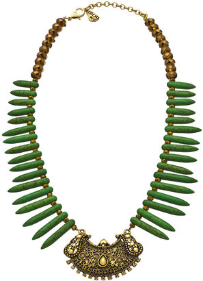 Yochi Lime Spike Medallion Necklace