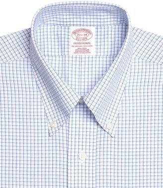 Brooks Brothers Non-Iron Traditional Fit Sidewheeler Tattersall Dress Shirt