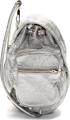 Alexander Wang Silver Lambskin Metallic Marti Bucketbag Backpack