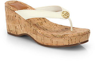 Tory Burch Suzy Leather Cork Wedge Sandals