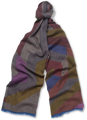 Etro Double-Sided Printed Wool and Silk-Blend Scarf