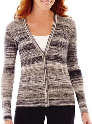 Liz Claiborne Long-Sleeve Space-Dye Cardigan Sweater