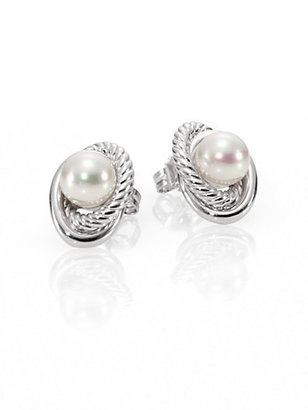 Majorica 8MM White Pearl & Sterling Silver Infinity Stud Earrings