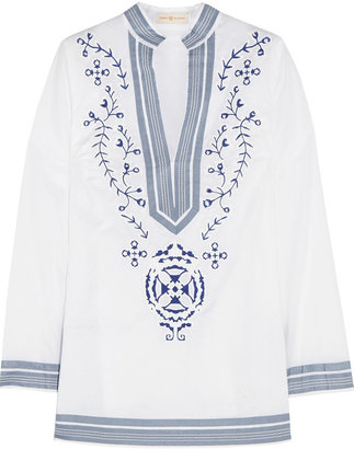 Tory Burch Tory Embroidered Cotton-Voile Tunic