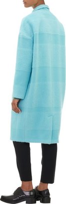 Barneys New York Women's Textured-Stripe Oversized Coat-Blue