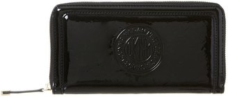 DKNY Patent logo large black zip around purse