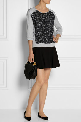Nina Ricci Silk and lace-trimmed cotton top