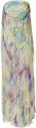 Matthew Williamson Mauve and Peridot Printed Silk Gown