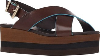 Fendi Claire Slingback Platform Sandals-Brown