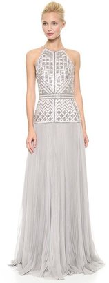 J. Mendel Halter Gown with Embroidery