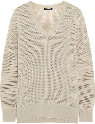 DKNY Open-knit merino wool sweater