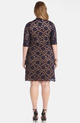 Karen Kane Scallop Illusion Lace Dress (Plus Size)