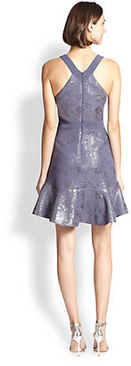 Rebecca Taylor Cotton/Silk Cutout Metallic Brocade Dress