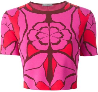 Alexander McQueen flower collage jacquard cropped top