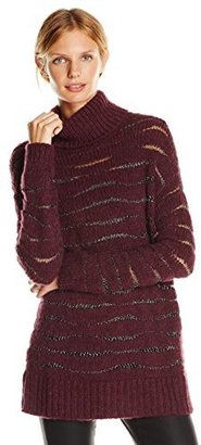 Nanette Lepore Women's Homespun Sparkle Yarn Alpaca Turtleneck Sweater