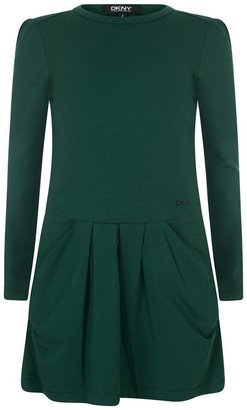 DKNY Girls Green Long Sleeve Cotton Dress