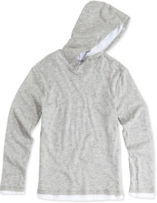 Vince Double-Layer Hoodie, Gray, 4-7