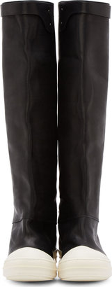 Rick Owens Black Leather Knee-High Muck Boots