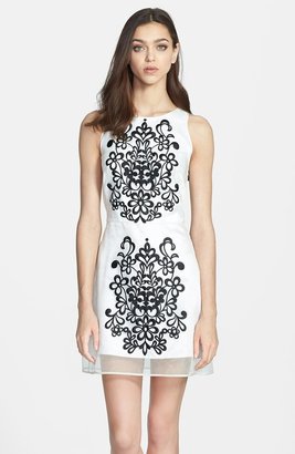 Milly Embroidered Silk Shift Dress