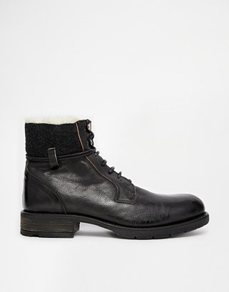 ASOS Workboots With Shearling Look Lining