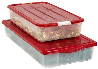 Container Store Buckle Underbed Storage Box Red/Clear