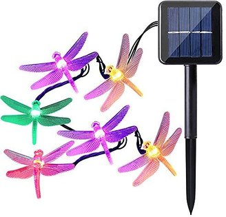 Outdoors Solar LED String Lights, GRDE® 16.4 Feet 20 LED Solar Powered Dragonfly Fair Lights Lighting and Decoration for Holiday Christmas Garden Patio Lawn Fence Yard, Multi-colors