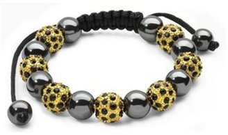 Shamballa Swesky style gold & black cz crystal bracelet with hematite beads