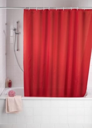 Wenko 20037100 180 x 200 cm Polyester Shower Curtain Single Colour Red Anti Mould/ Anti Bacterial, Red