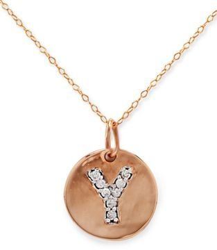 Lord & Taylor 14 Kt. Rose Gold with Diamond-Accented Y Necklace