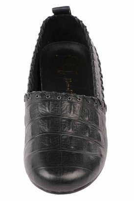House Of Harlow Shoes Kye Whipstitched Flat in Black Croco