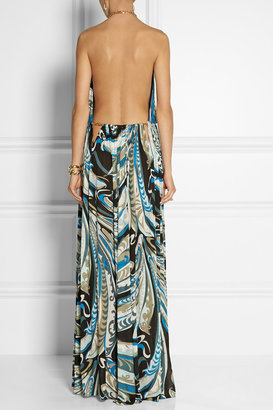 Emilio Pucci Backless printed crepe gown