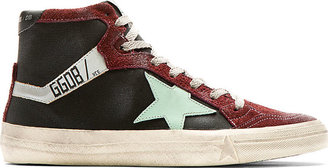 Golden Goose Charcoal & Burgundy Distressed 2.12 Sneakers