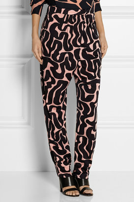 Issa Ivy printed satin-jersey tapered pants