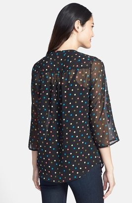 Chaus 'Floating Squares' Print Pintuck Blouse