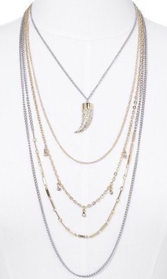 Express Mixed Chain And Pave Tooth Nested Necklace
