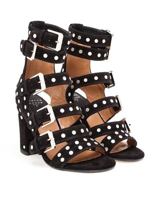 Laurence Dacade Suede Studded Sandals with Five Straps