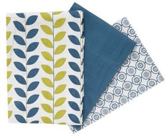 Debenhams Set of three blue floral and leaf tea towels