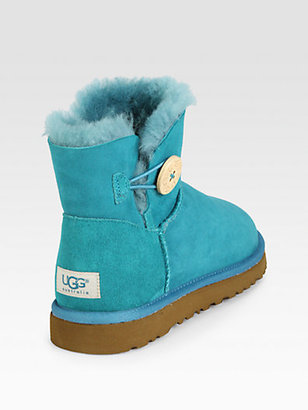 UGG Mini Bailey Button Suede Shearling-Lined Boots