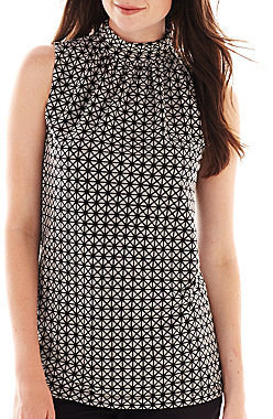 JCPenney Worthington Sleeveless Ruched-Neck Top - Tall