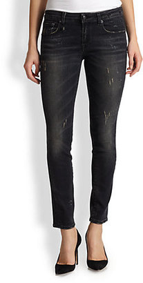 R 13 Kate Distressed Cropped Skinny Jeans