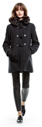 Ellen Tracy Luxe Faux Fur Trim Duffle Coat