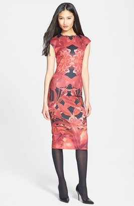 Ted Baker 'Jungle Orchid' Print Neoprene Midi Dress