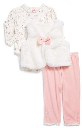 Little Me Rose' Bodysuit, Pants & Vest (Baby Girls)