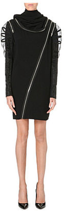 Jean Paul Gaultier Puffed-shoulder zip-detail dress