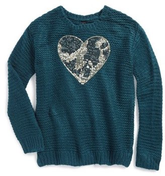 Jessica Simpson 'Suzie Sequin Heart' Sweater (Big Girls)