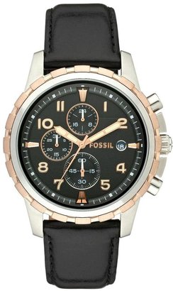 Fossil Dean Chronograph Black Leather Strap Mens Watch